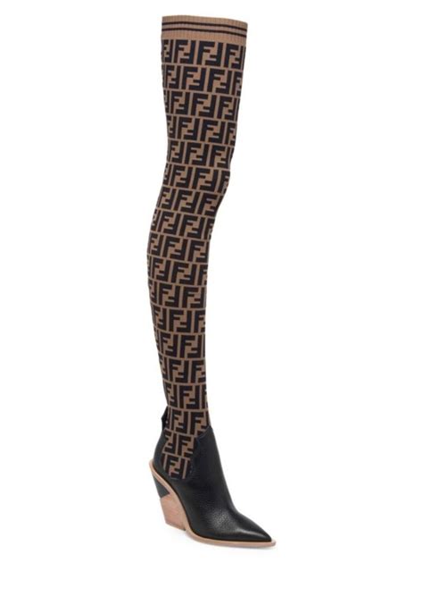 fendi silver boots|fendi thigh high sock boots.